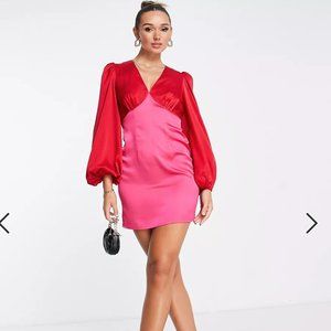 NWT Never Fully Dressed Red & Pink Color Block Mini Dress - 12